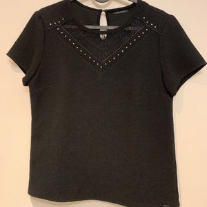 Ikks - Black top with lace and studs embellishments